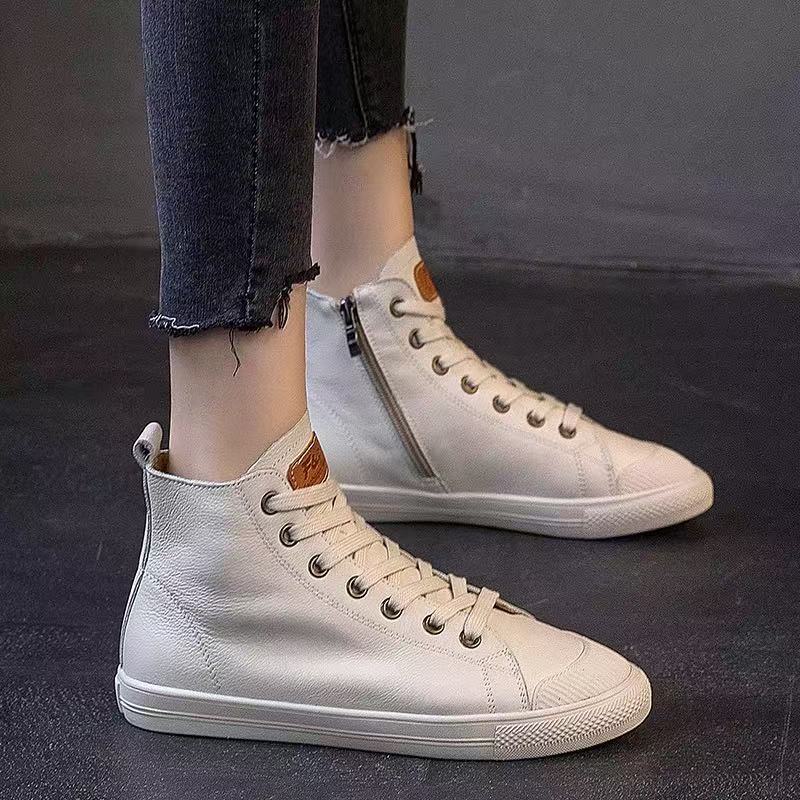 Charming Genuine White Comfortable Muffin Flat Women's Casual Shoes