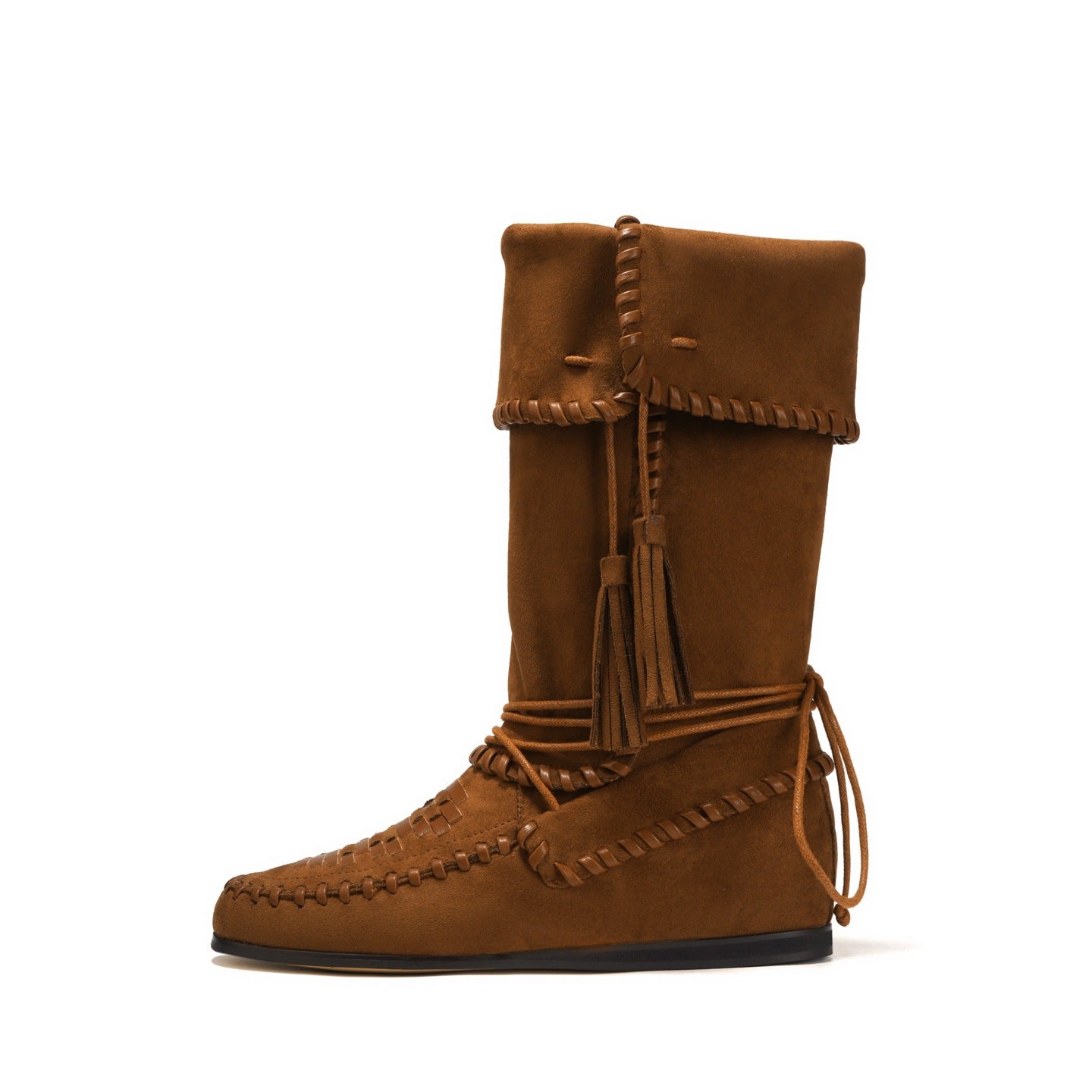 Bohemian Style Slimming Tied Height Increasing Insole Retro Tassel Western Boots