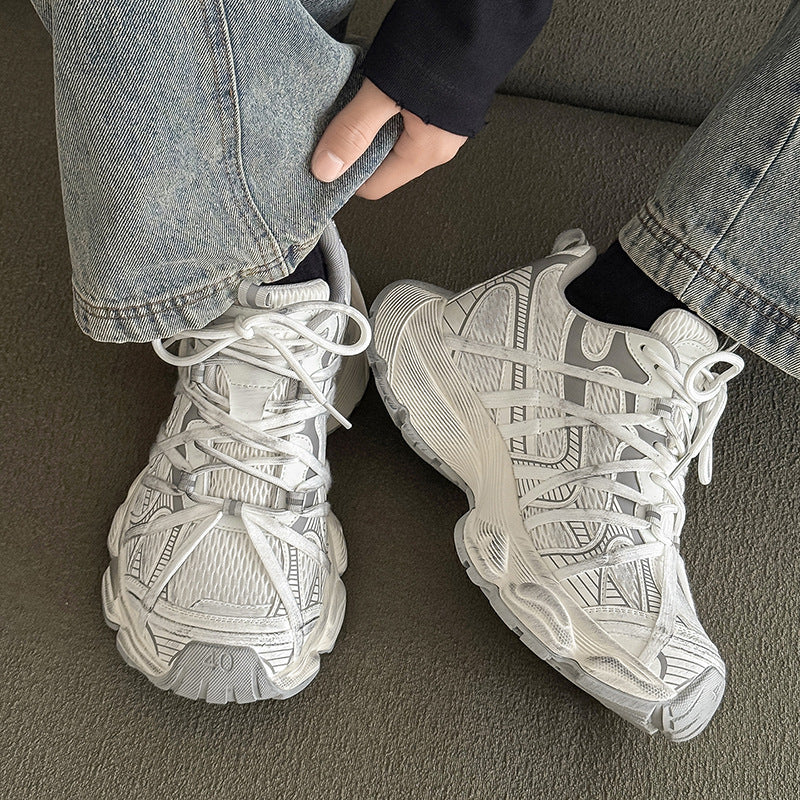 Bandage Big Head Thick Bottom Height Increasing Low Top Men's Casual Shoes