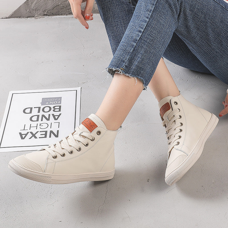 Charming Genuine White Comfortable Muffin Flat Women's Casual Shoes