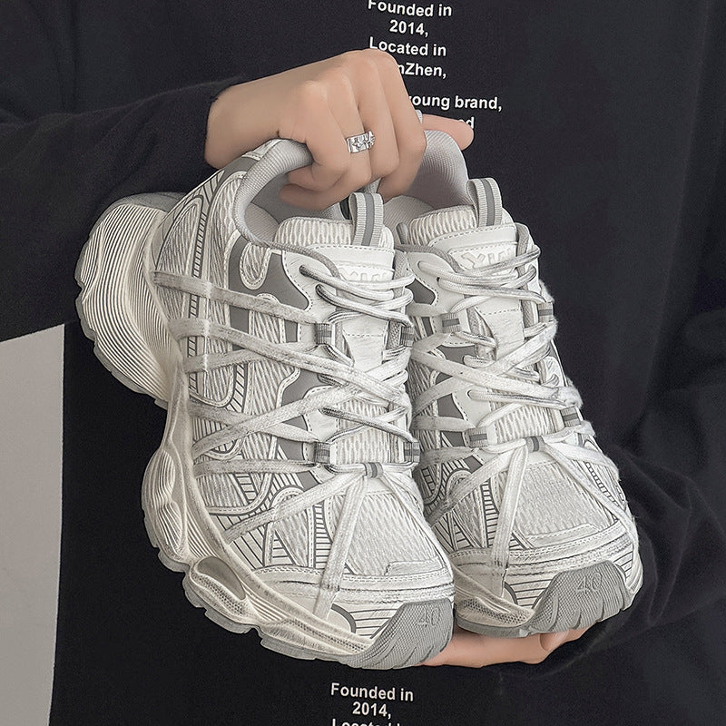 Bandage Big Head Thick Bottom Height Increasing Low Top Men's Casual Shoes