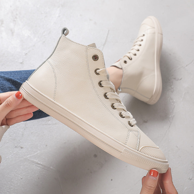 Charming Genuine White Comfortable Muffin Flat Women's Casual Shoes