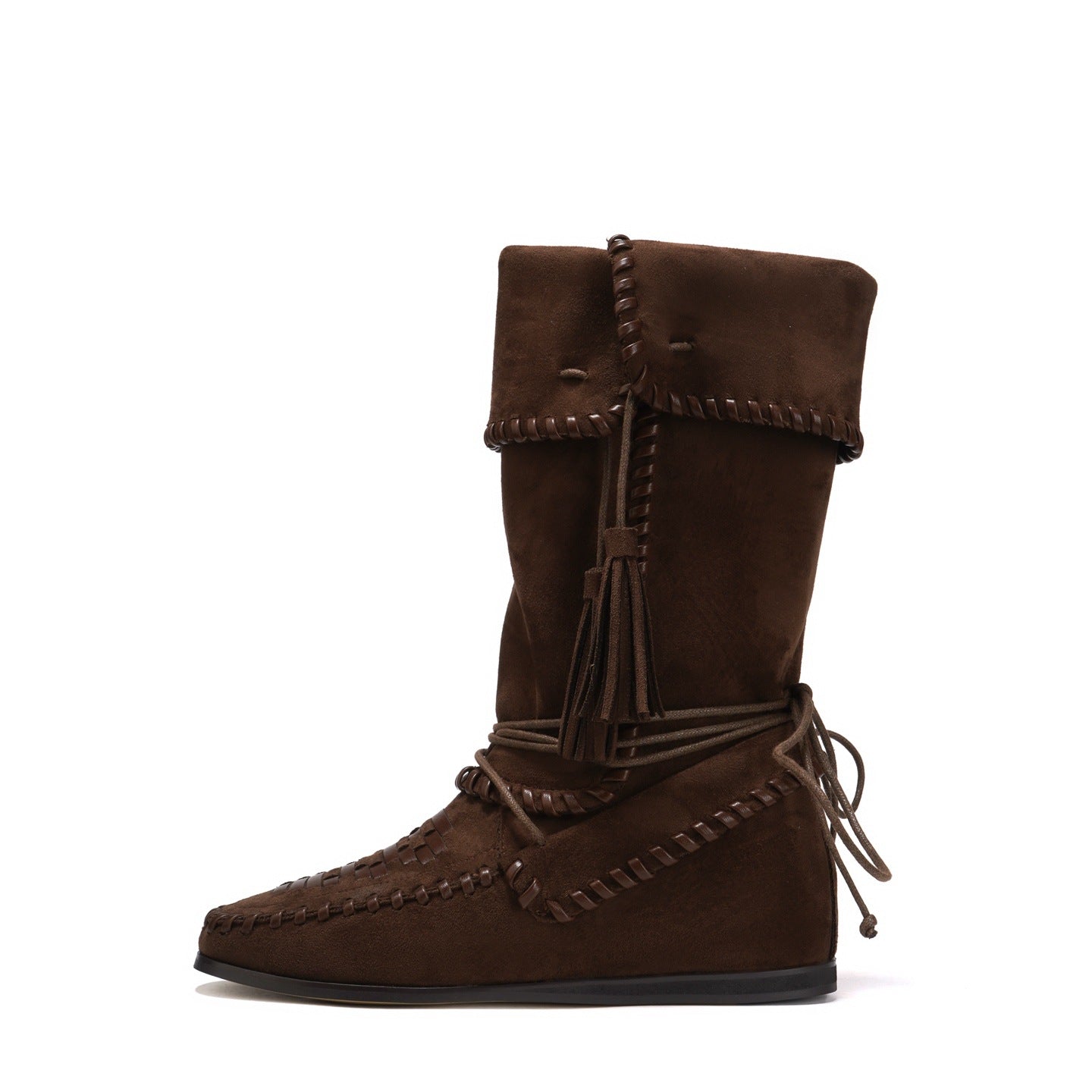 Bohemian Style Slimming Tied Height Increasing Insole Retro Tassel Western Boots